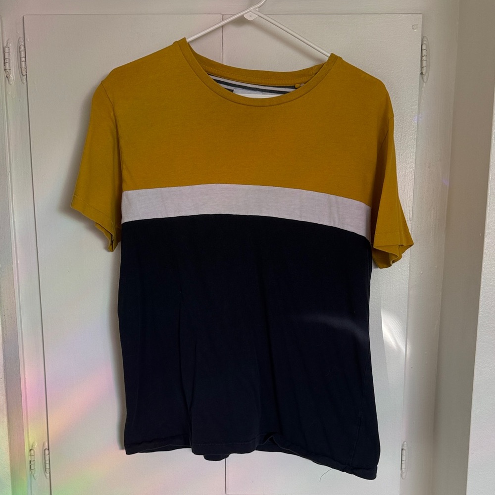 Yellow, White and Navy Colorblock T-Shirt